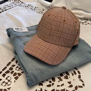Beige Plaid Baseball Cap